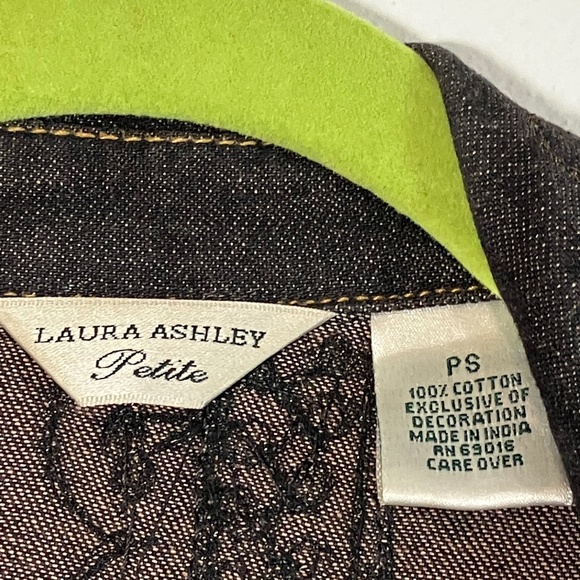 Laura Ashley Embellished Denim Jean Jacket- Small Petite - Picture 14 of 15